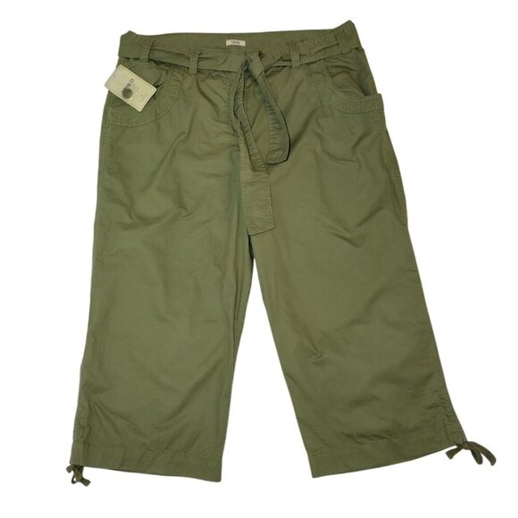 Womens Olive Green Capri Pants With Drawstring Waist & Hem Size 14 100% Cotton. - Picture 4 of 7